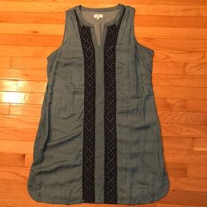 Crown & Ivy Embroidered Denim sleeveless dress